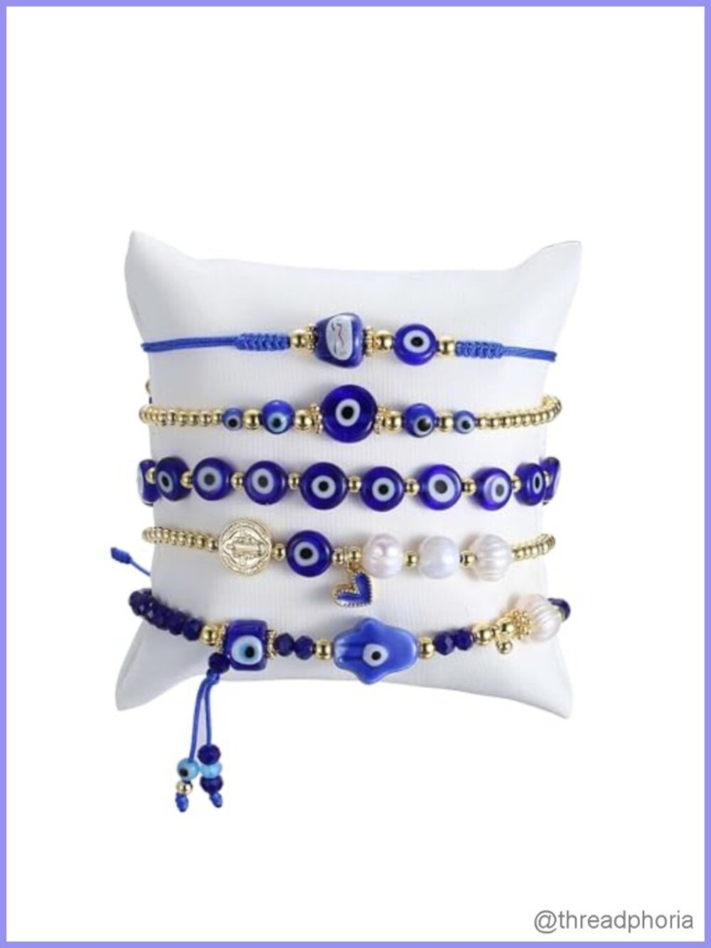 18K Gold Plated Evil Eye Bracelet Set Stackable Beaded Spiritual Protection
